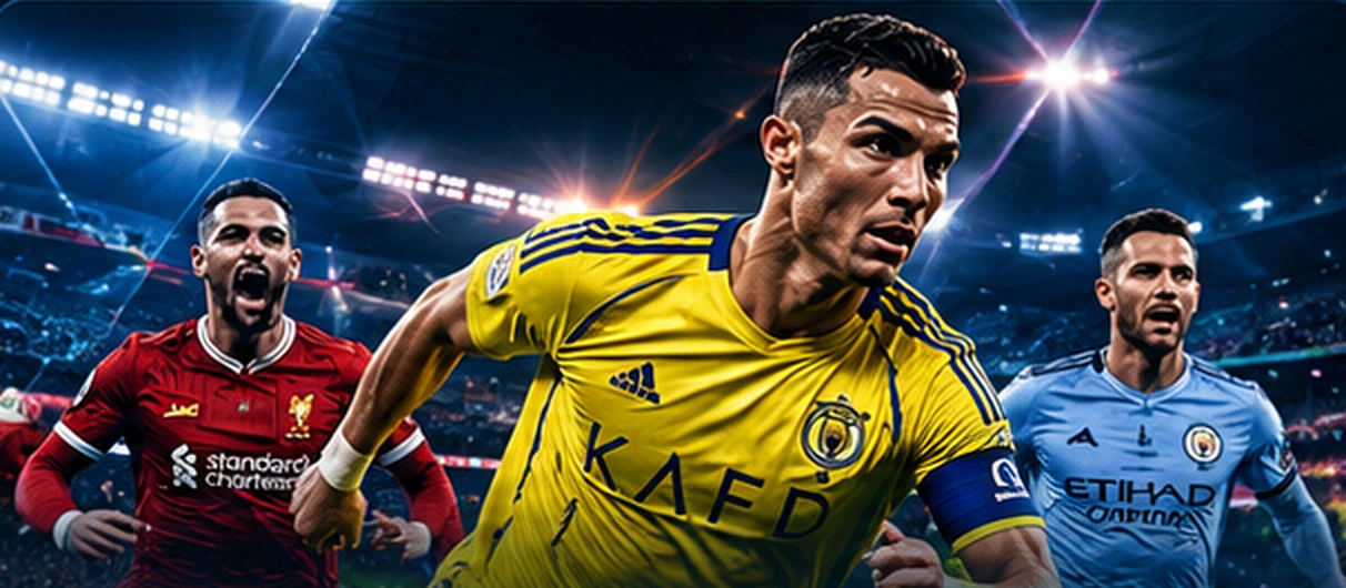 Fotbollsspelare under strålkastare i en fullsatt arena – sport och direktsändningar
